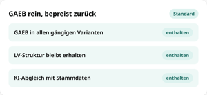 GAEB in conmeet: alle gängigen Varianten, LV-Struktur bleibt erhalten und KI-Abgleich mit Stammdaten enthalten